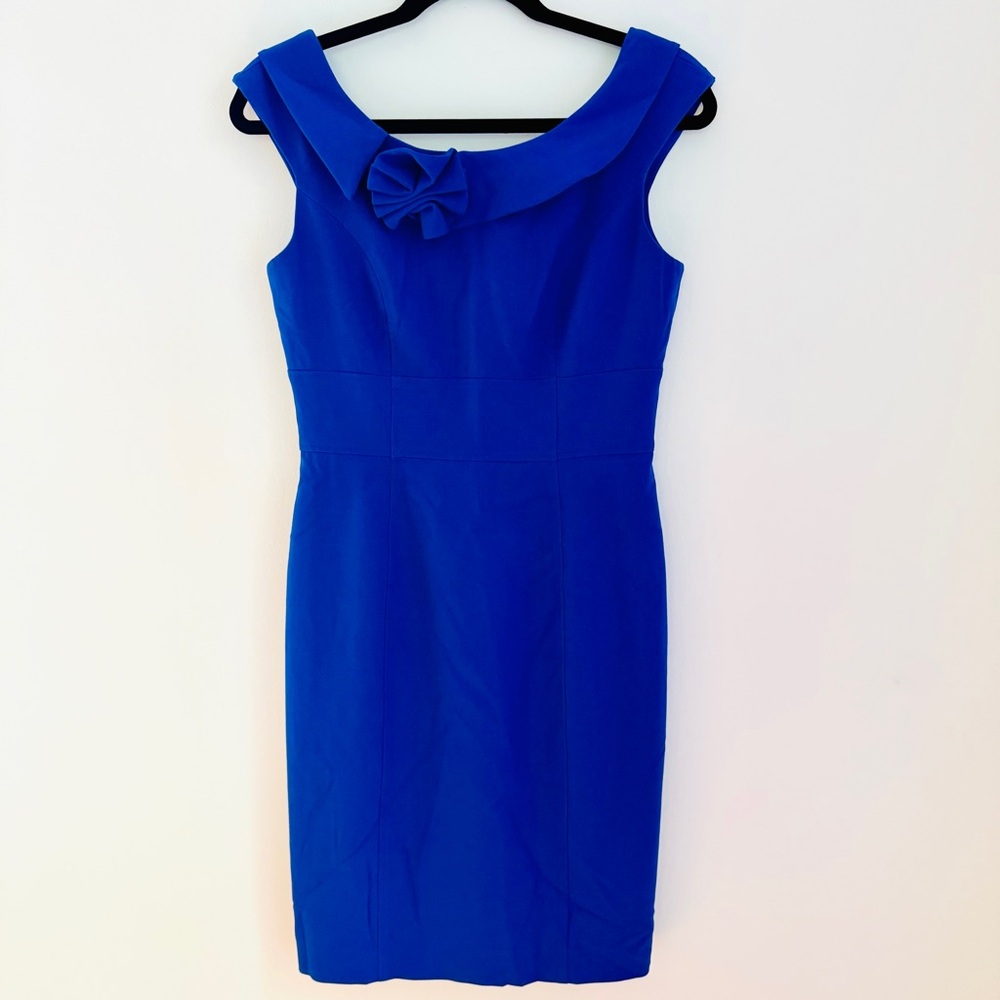Calvin Klein Women’s Royal Blue Sheath Dress Sleeveless Bow Detail Size 4